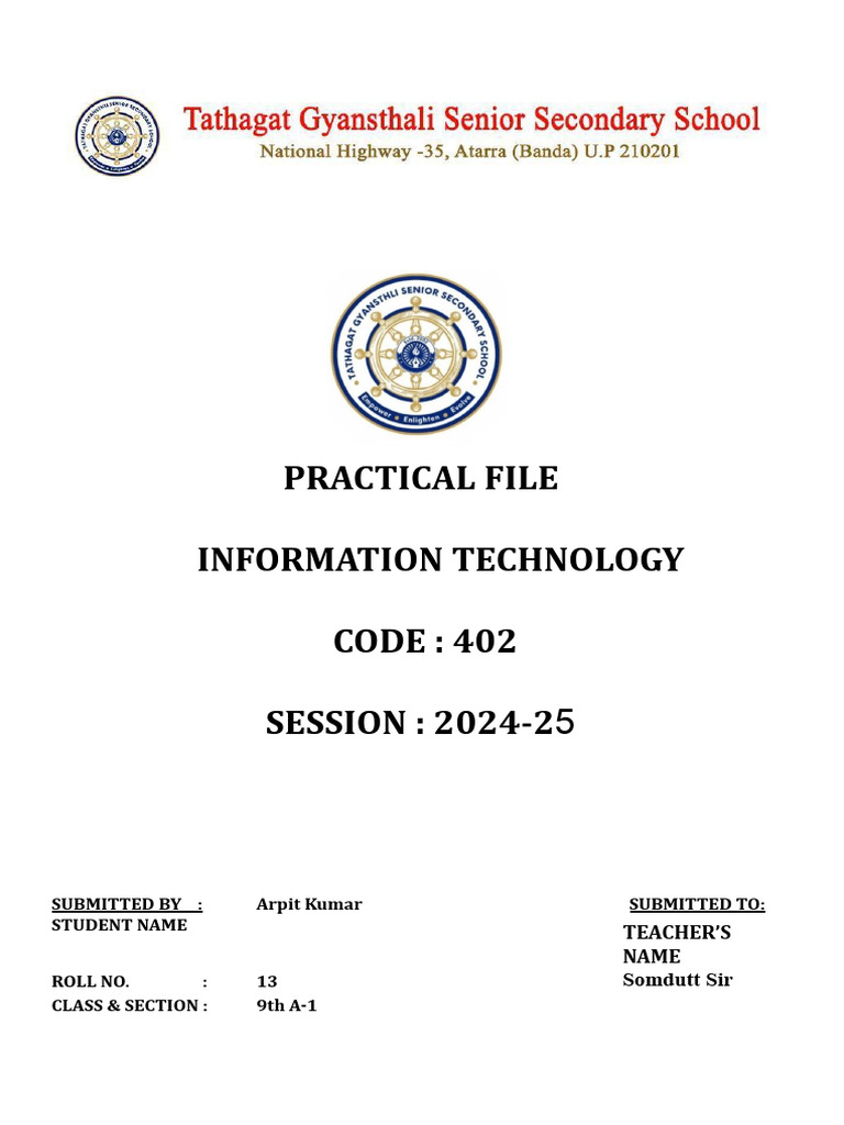Information Technology Practical File 2024 | PDF