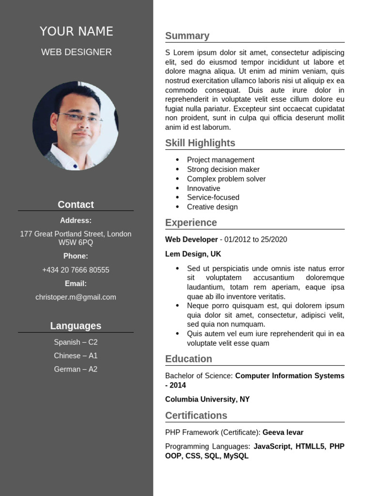 Resume CV Format Download-13 | PDF