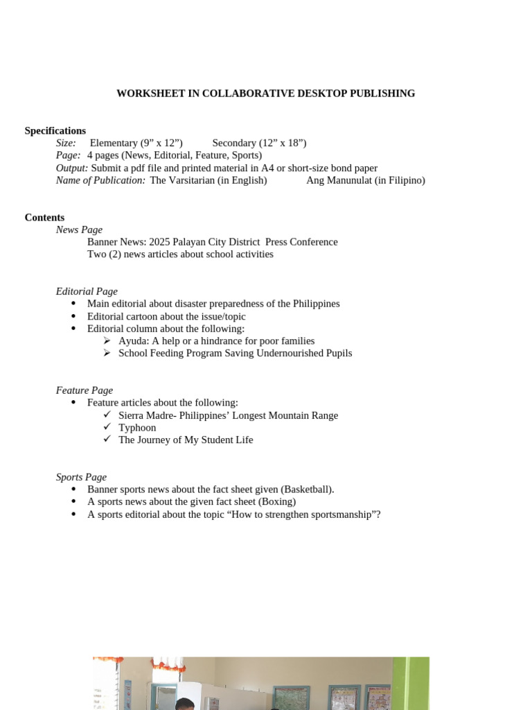 Collaborative Desktop Publishing Worksheet | PDF