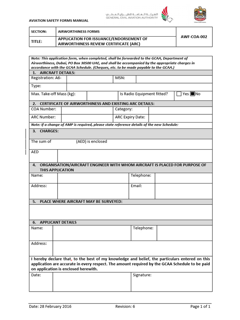 Airworthiness Review Certificate Application | PDF