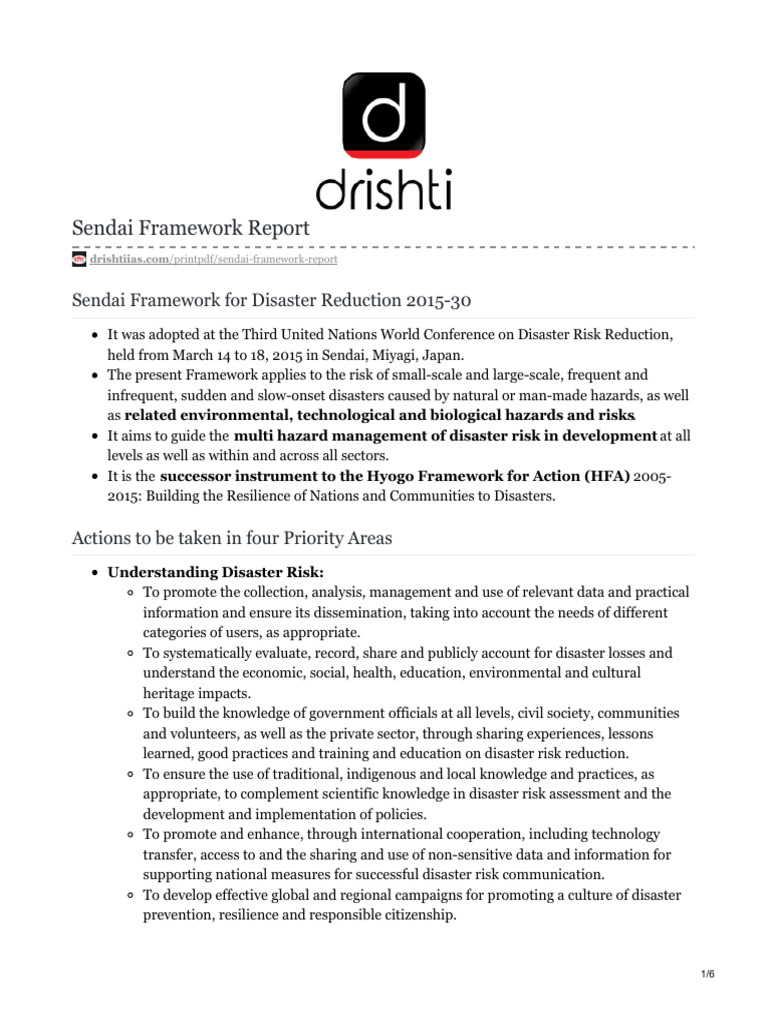 Sendai Framework Report | PDF | Disaster Risk Reduction | Risk