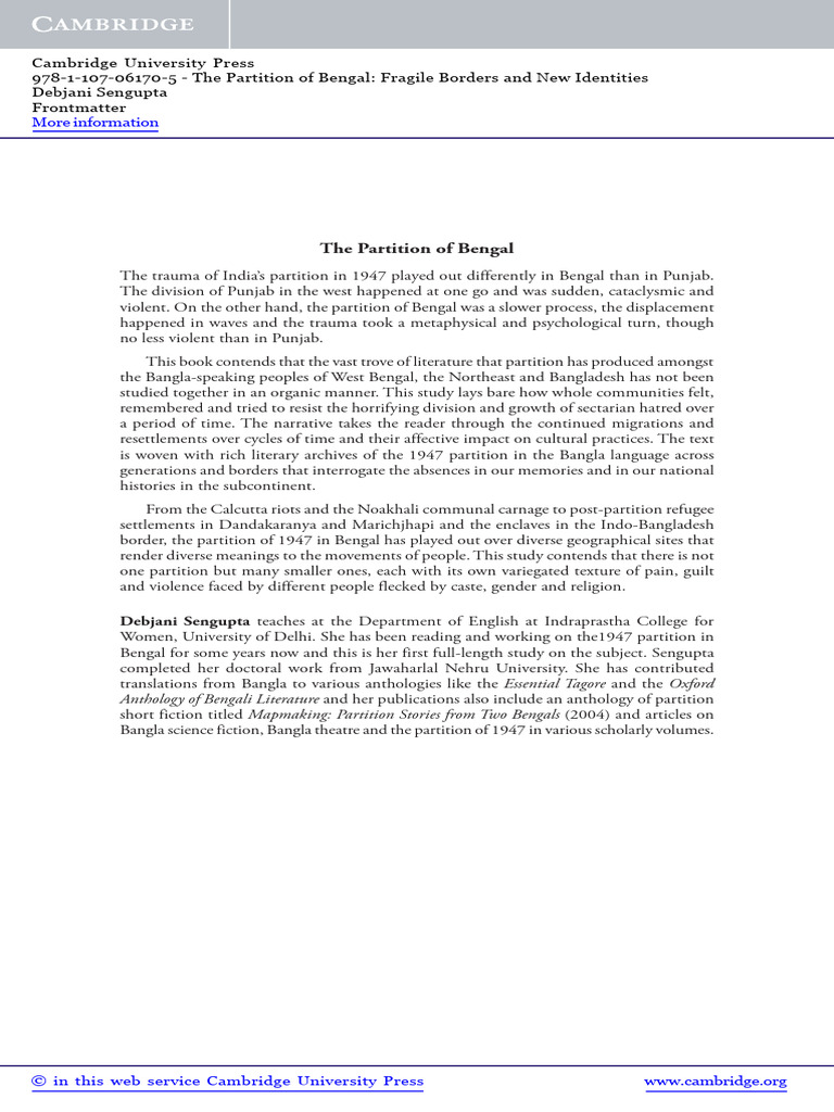 The Partition of Bengal | PDF | Partition Of India | Bengal