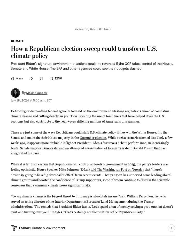 How A Republican Election Sweep Could H.. - WashPost - 070424 | PDF