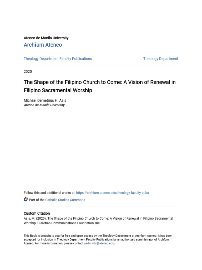 The Shape of The Filipino Church To Come - A Vision of Renewal in | PDF ...