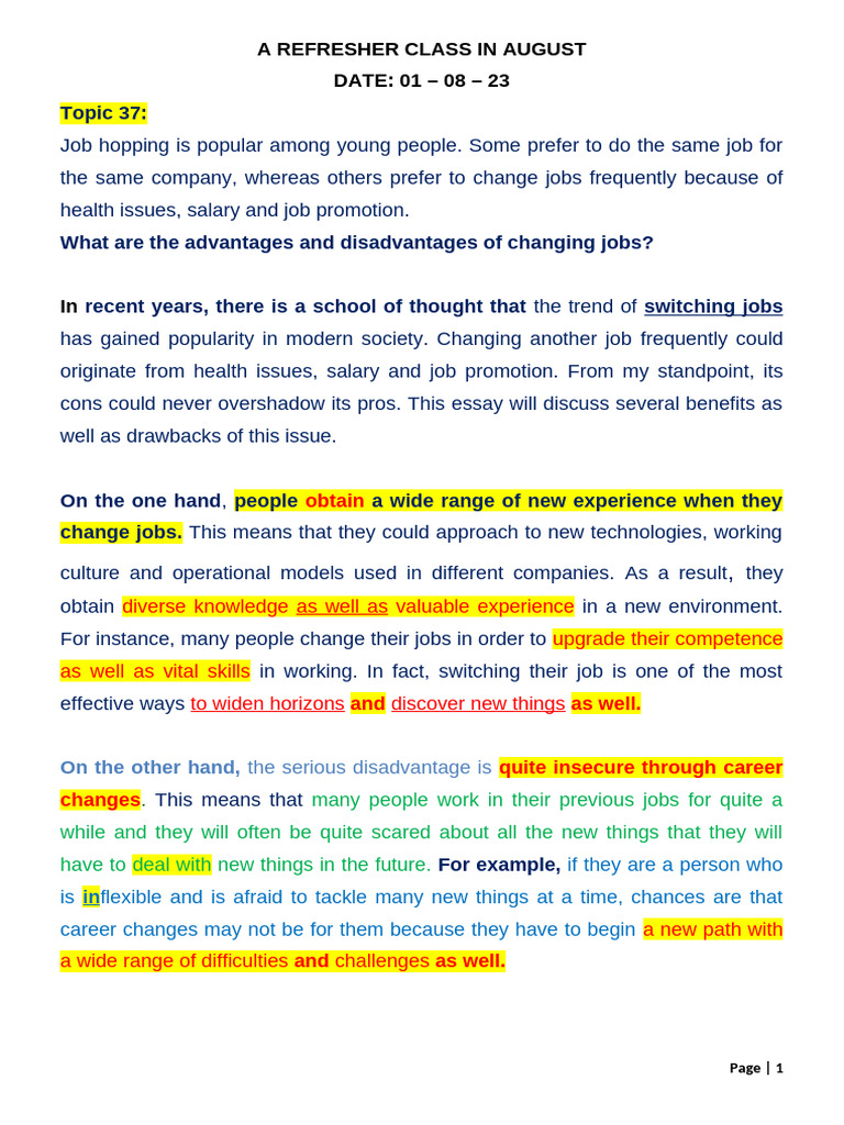 Job Hopping vs. Remote Work Pros and Cons | PDF | Behavioural Sciences ...