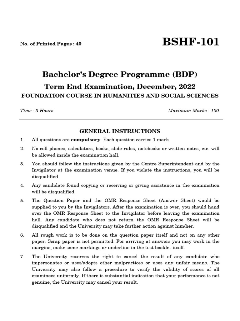 BSHF-101 dec 22 | PDF | Indian National Congress