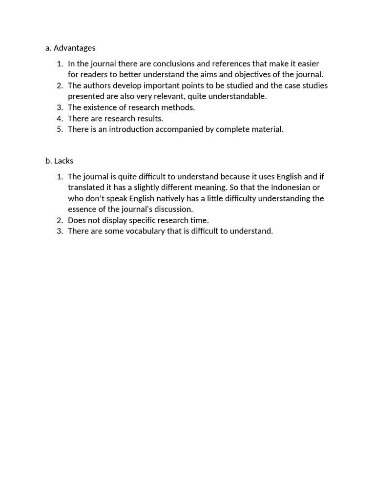 Journal Review: Pros and Cons Analysis | PDF