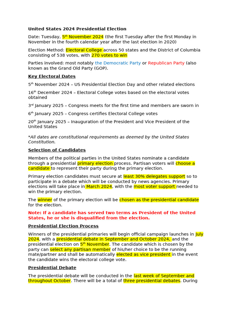 United States 2024 Presidential Election | PDF | United States ...