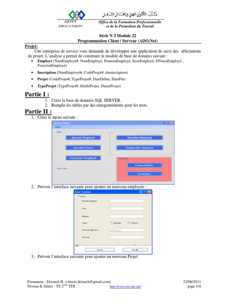 Application de Suivi de Projets ADO.Net | PDF | Logiciel | Informatique