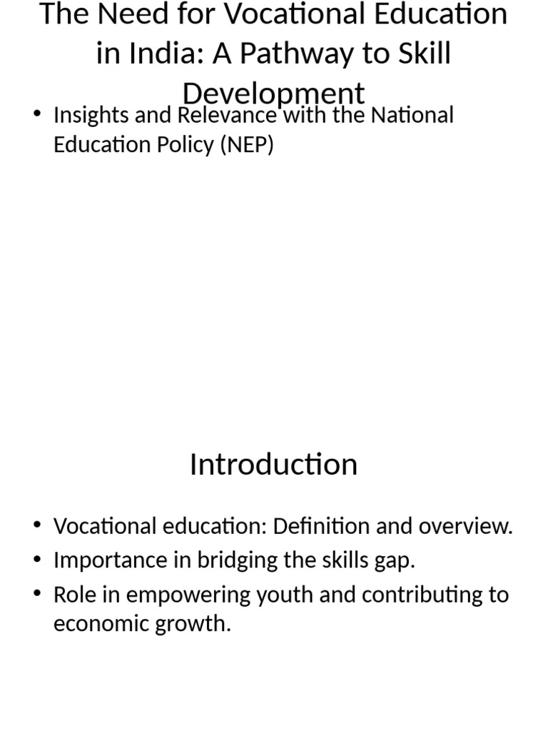 Vocational Education's Role in India's Growth | PDF