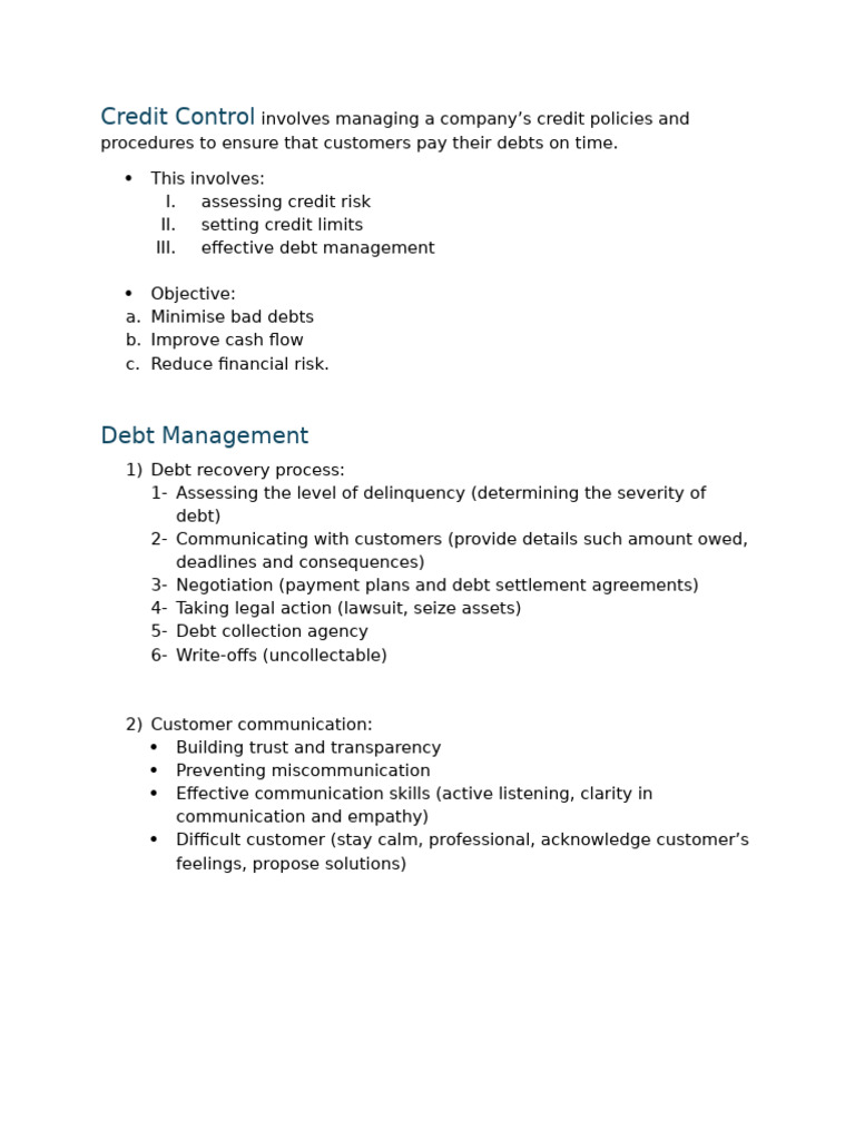 Effective Credit Control Strategies | PDF