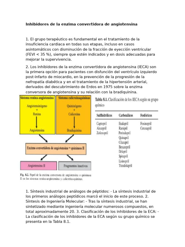 Inhibidores ECA: Tratamiento y Efectos | PDF | Sistema cardiovascular ...