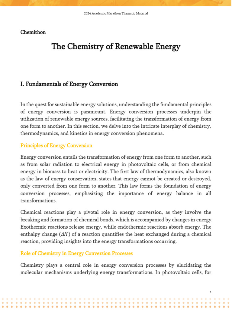Chemistry In Renewable Energy Solutions Pdf Fuel Cell Lithium Ion