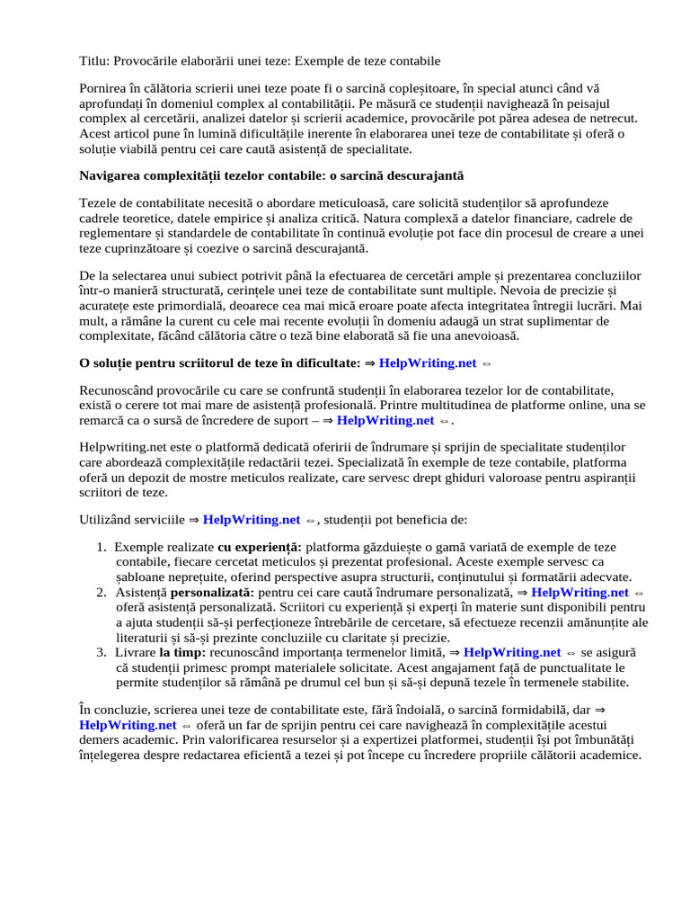 Exemple de Teze de Contabilitate | PDF