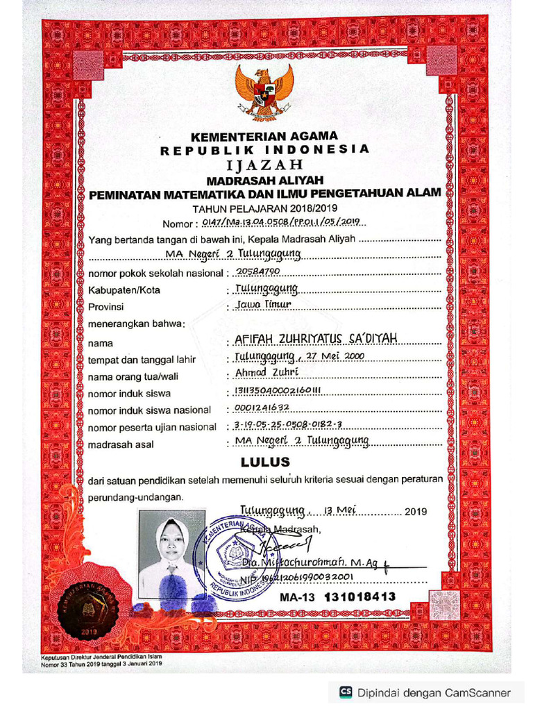 Afifah Zuhriyatus S - Dokumen Penting - Compressed | PDF