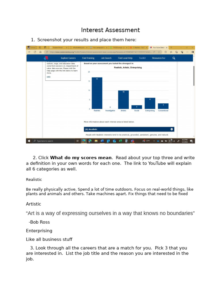 Interest Assessment Results | PDF