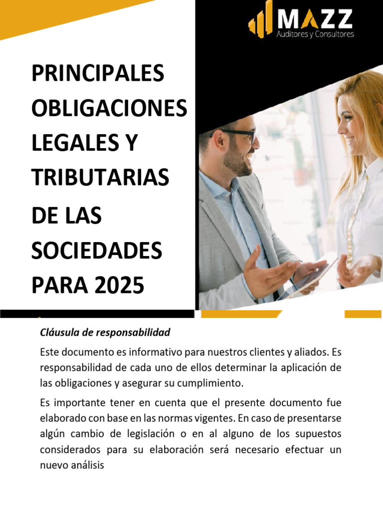 Obligaciones Legales y Tributarias 2025 | PDF | Impuestos | Impuesto ...