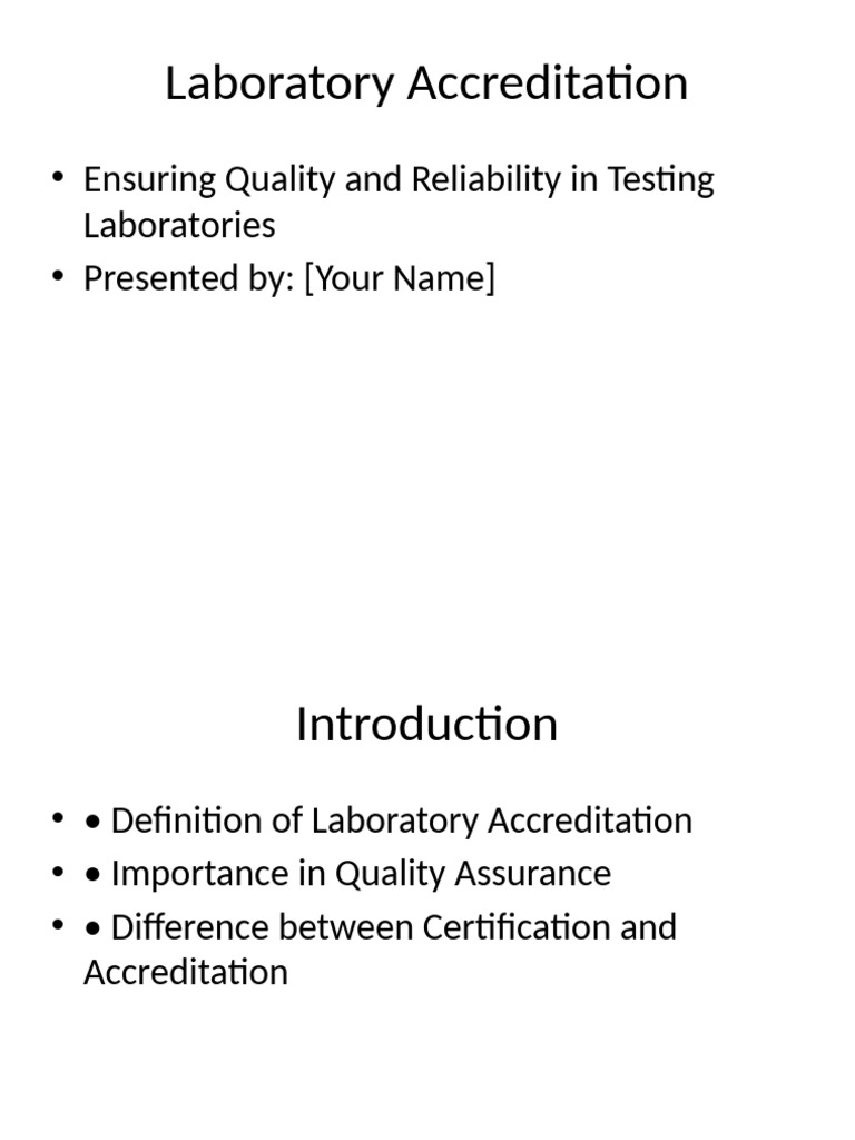 Laboratory Accreditation Presentation | PDF