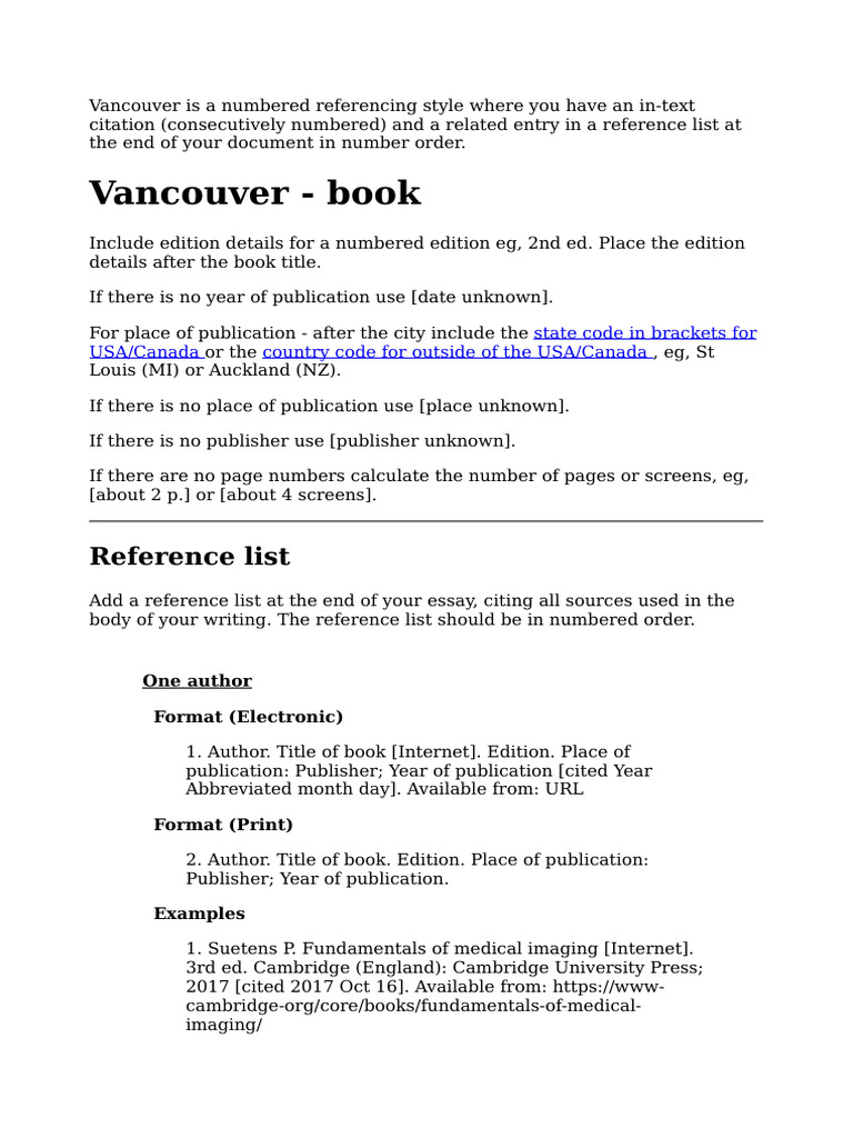 Vancouver Referencing Style Guide | PDF | Books | Written Communication