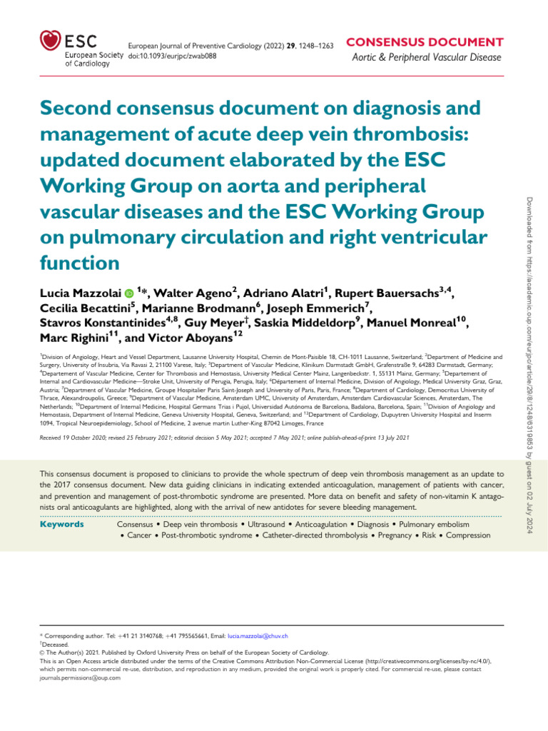 Updated Guidelines for DVT Management | PDF | Thrombosis | Vein