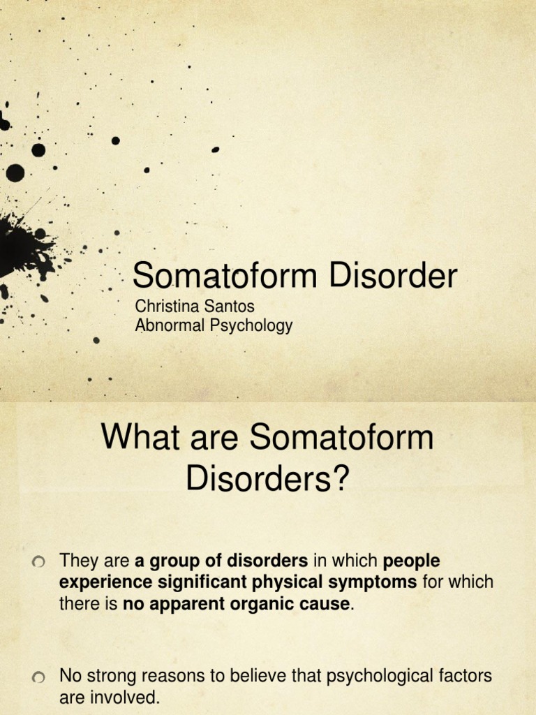 Understanding Somatoform Disorders | PDF