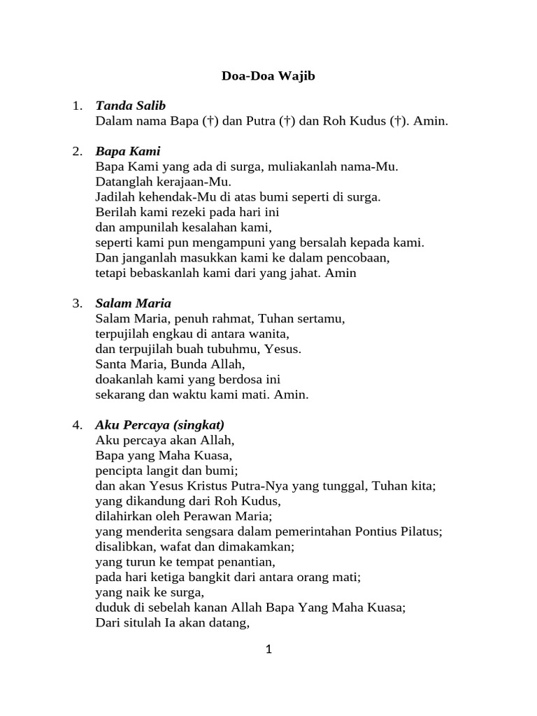 Doa-Doa Wajib dalam Gereja Katolik | PDF