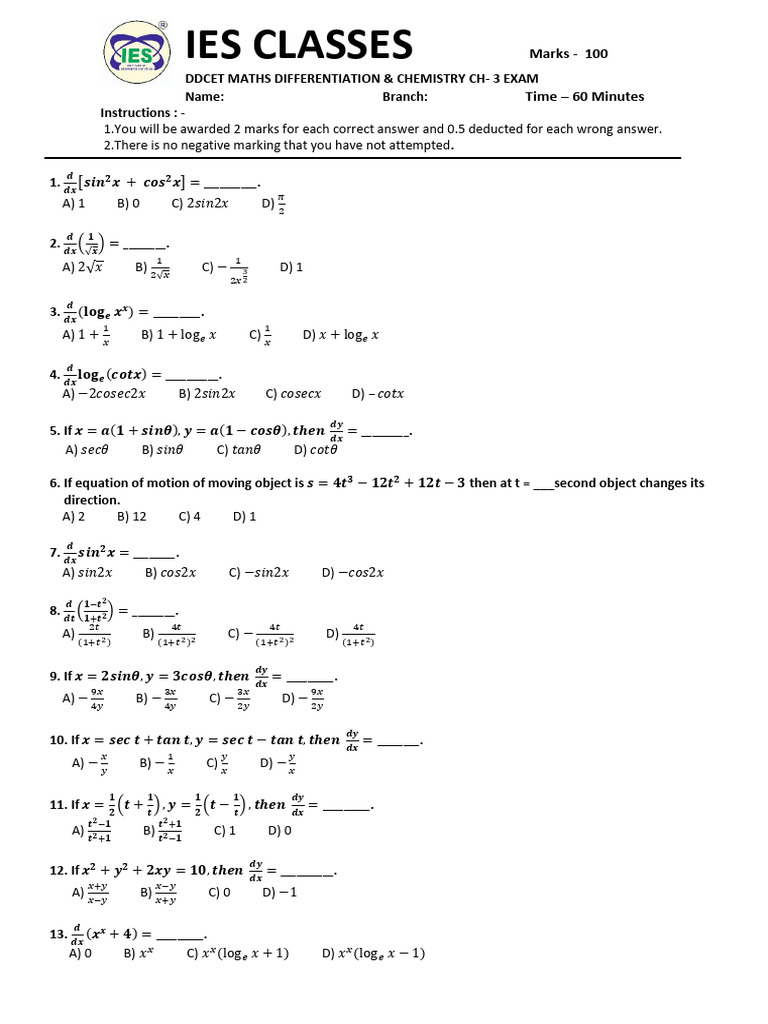 Ddcet Differentiation & Chemistry Ch-3 Set A | PDF | Metals | Aluminium