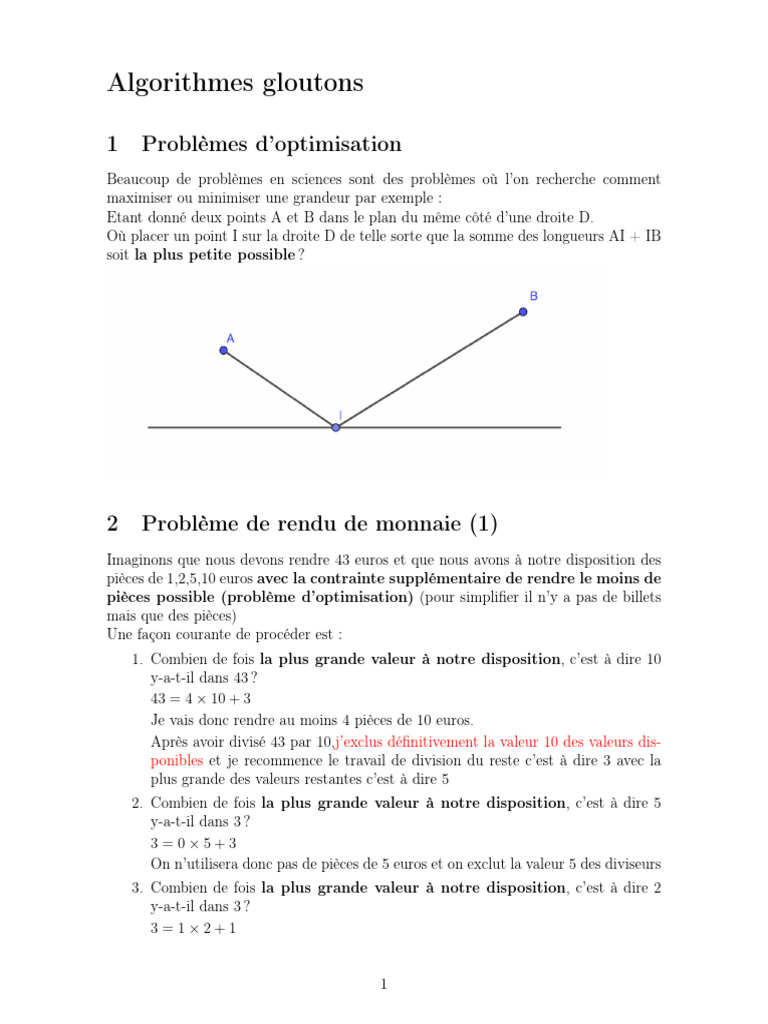 Algorithmes gloutons en optimisation | PDF | Mathématiques discrètes ...