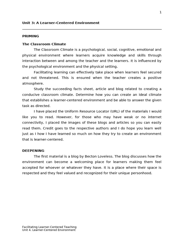 Creating a Learner-Centered Classroom | PDF | Distance Education | Learning