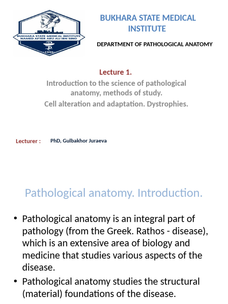 Introduction to Pathological Anatomy | PDF | Pathology | Cytoplasm