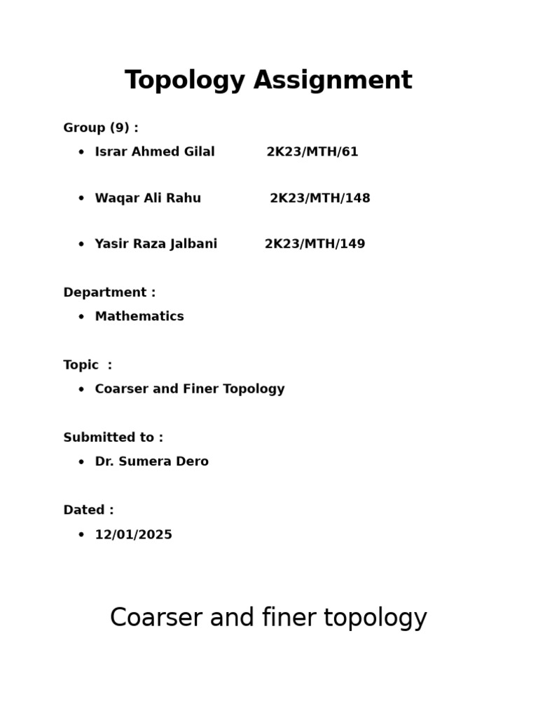Coarser and Finer Topology | PDF