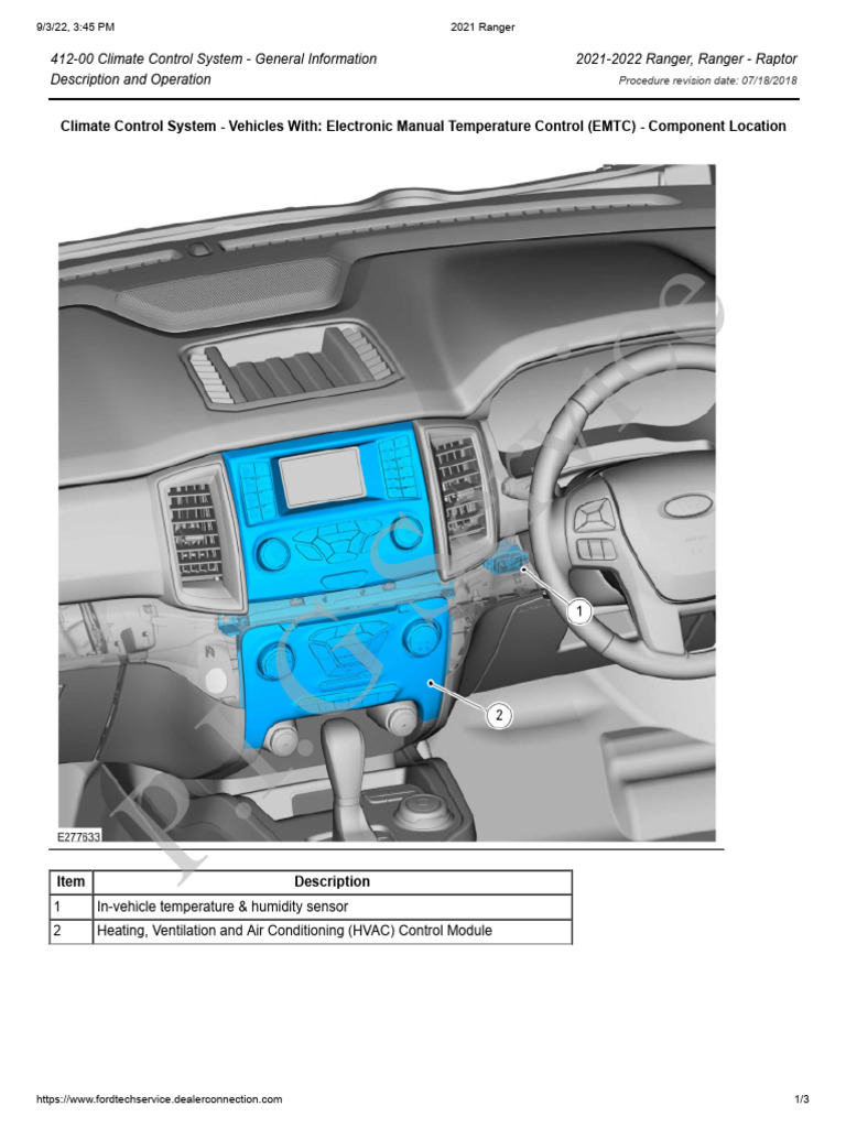Climate Control System - Vehicles With Electronic Manual Temperature ...