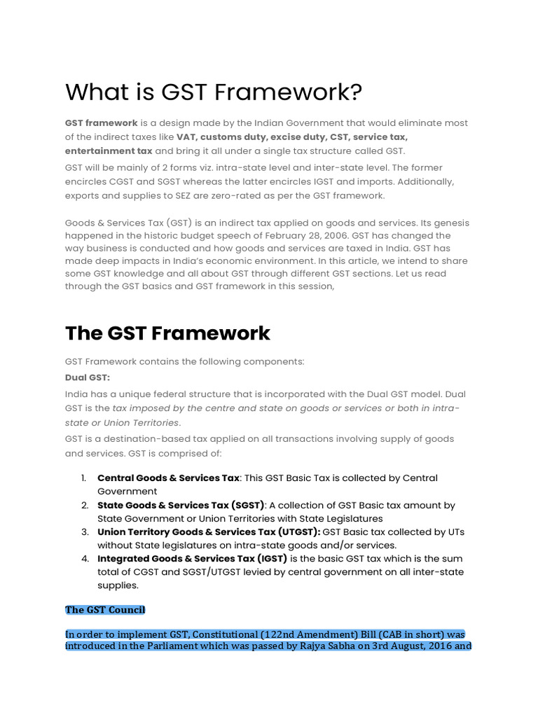 Understanding the GST Framework in India | PDF | Taxes | Taxation