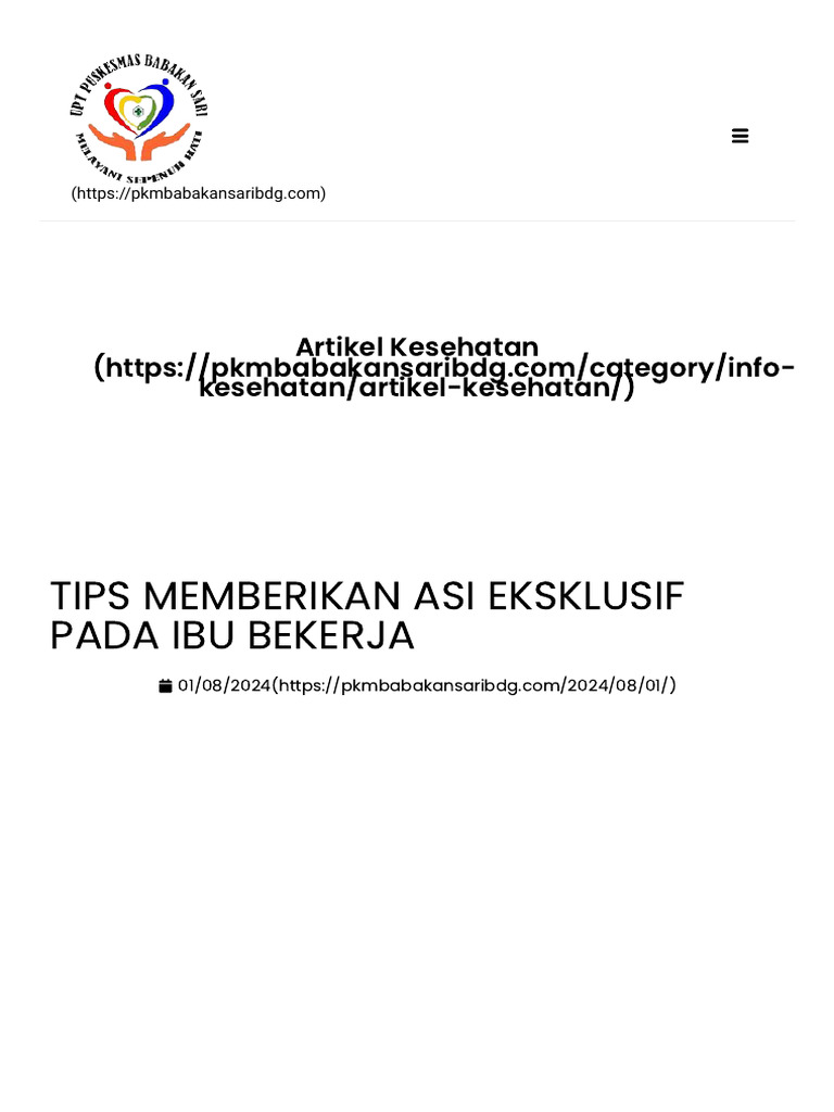 Tips Memberikan Asi Eksklusif Pada Ibu Bekerja - Puskesmas Babakan Sari ...