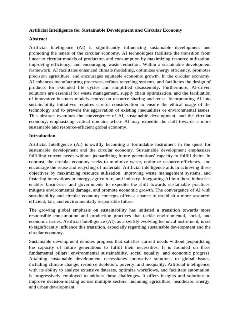 AI's Role in Sustainable Development | PDF | Artificial Intelligence ...