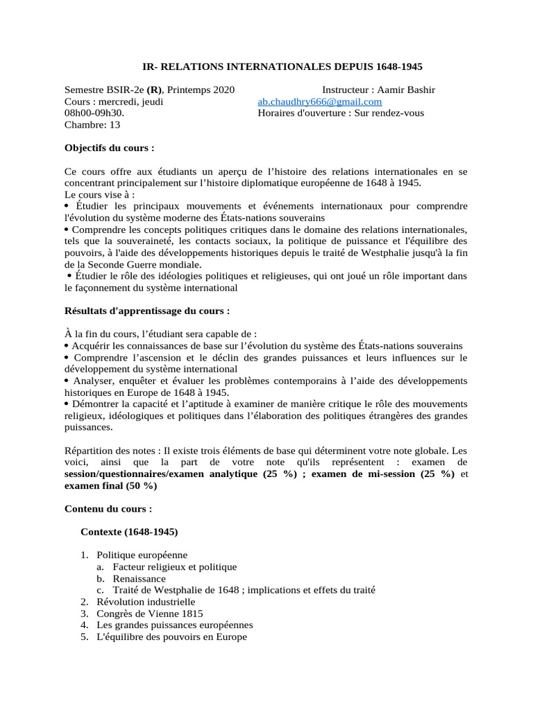 Histoire des Relations Internationales 1648-1945 | PDF | Idéologies