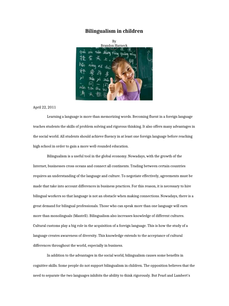 Benefits of Bilingualism in Children | PDF | Multilingualism | Second ...