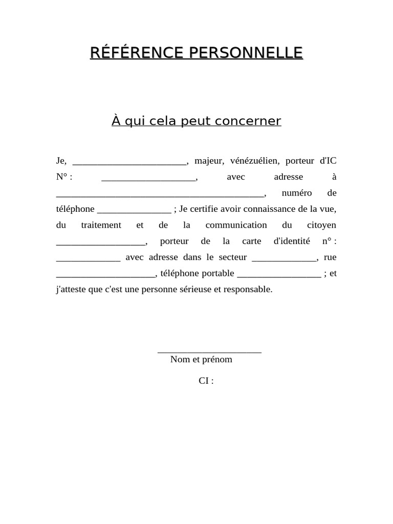 Références Personnelles et Demandes d'Aide | PDF