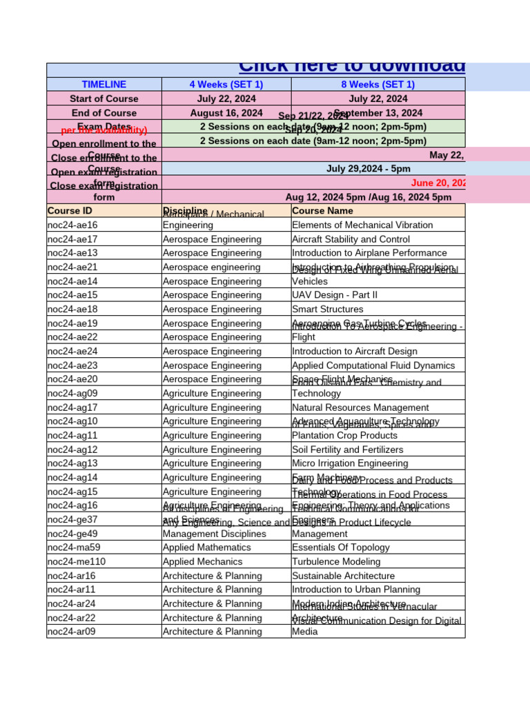 Course Timeline and Exam Dates 2024 | PDF | Computer Science ...