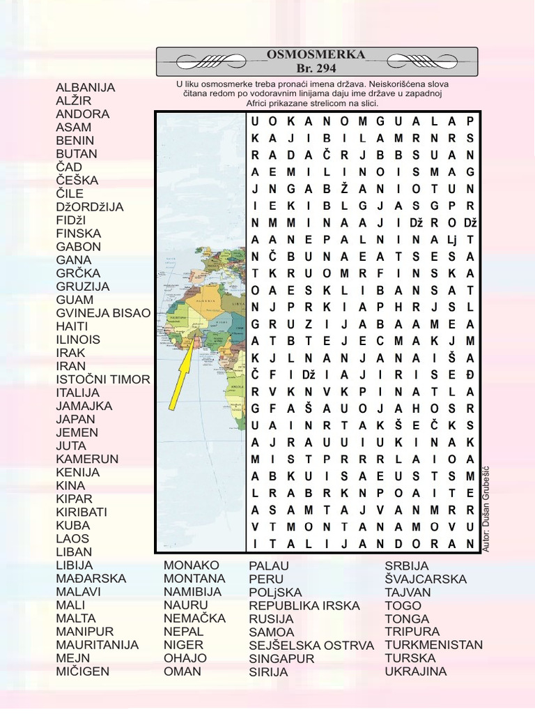 ČAD ČE Čile D IJA FID: Osmosmerka Br. 294 | PDF