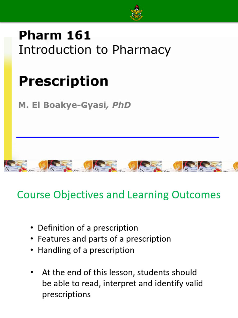 Pharm 161 2023 The Prescription | PDF | Medical Prescription | Pharmacy