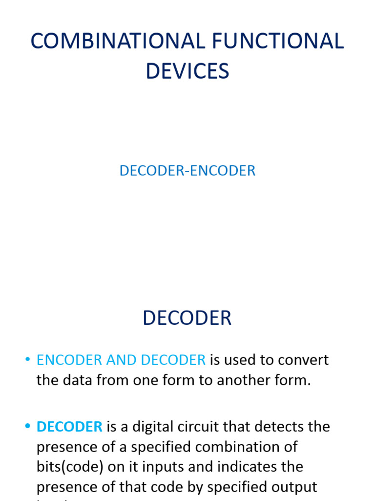 Decoder and Encoder Overview | PDF | Electrical Circuits | Digital ...