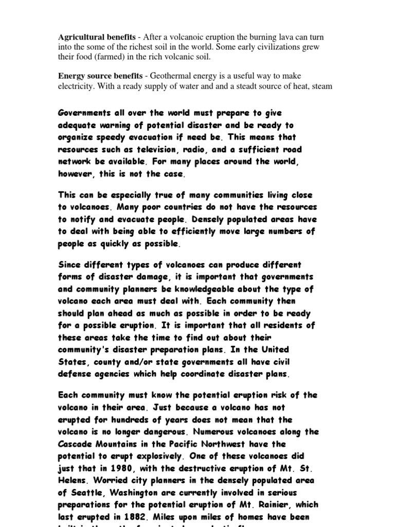 Agricultural Benefits Volcano Types Of Volcanic Eruptions