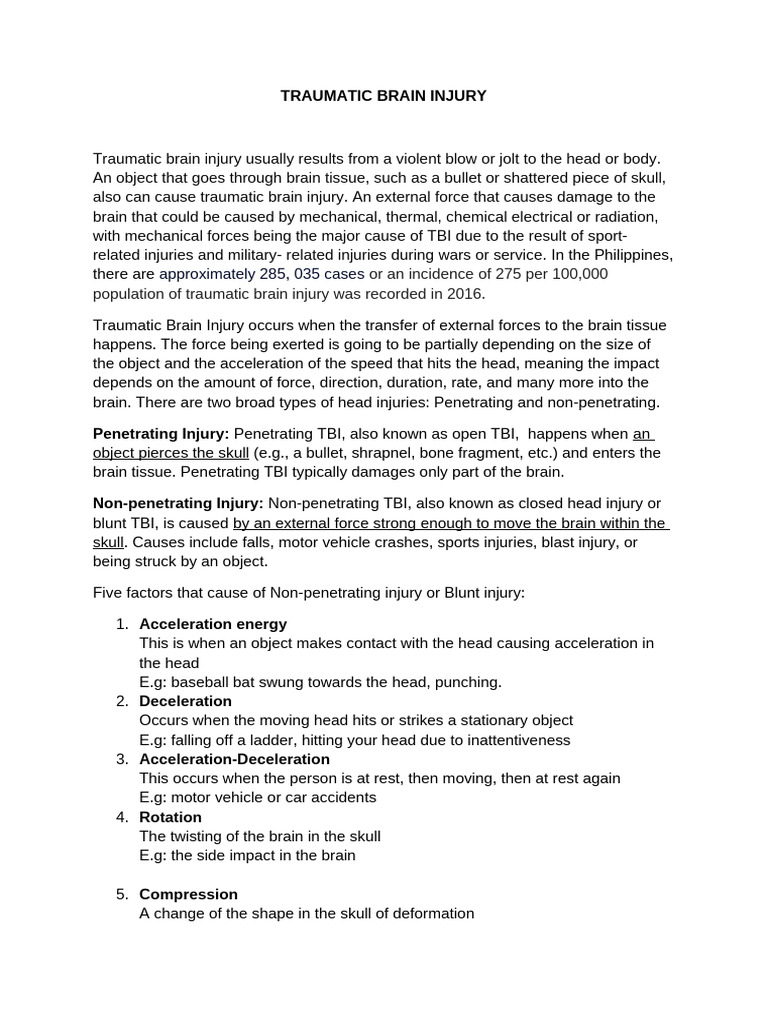 Traumatic Brain Injury Pdf Traumatic Brain Injury Physical Therapy