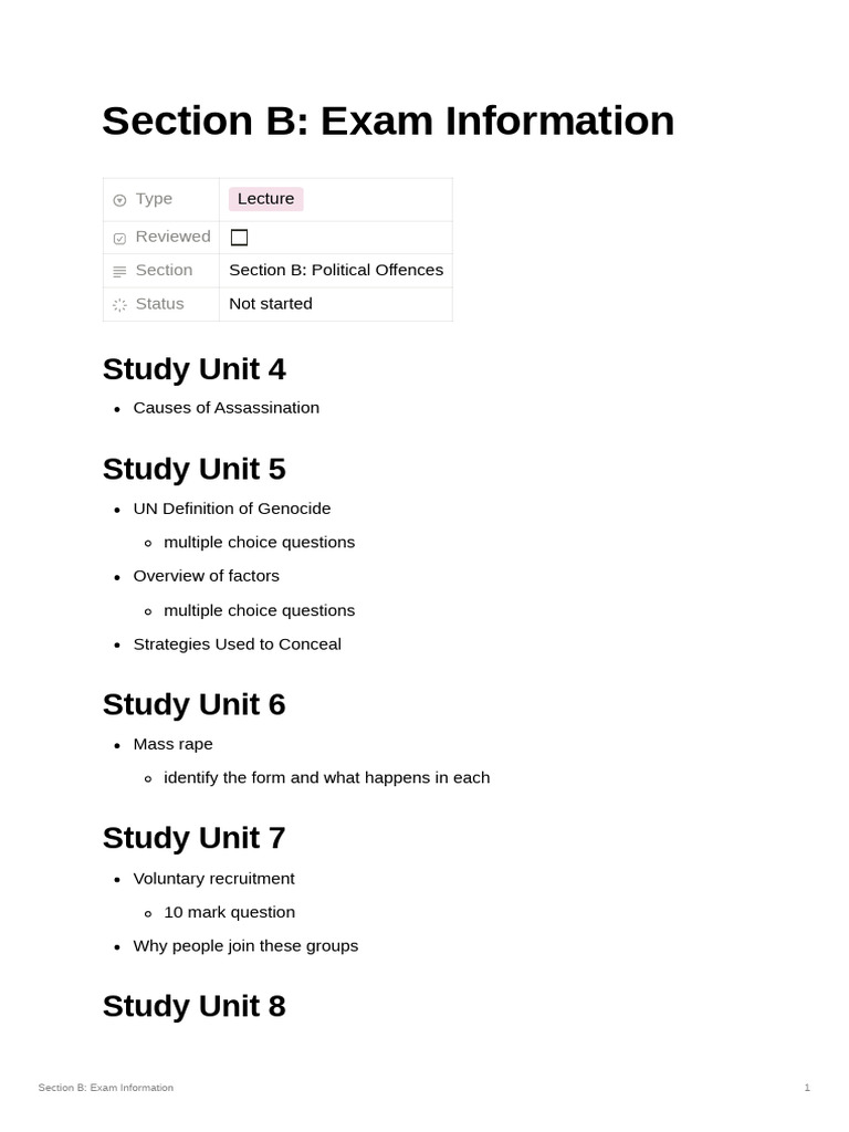 Section B Exam Information | PDF
