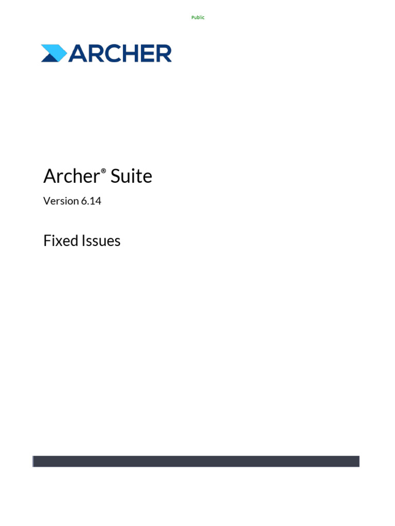 Archer 6.14 Release Notes | PDF | Html | Computing