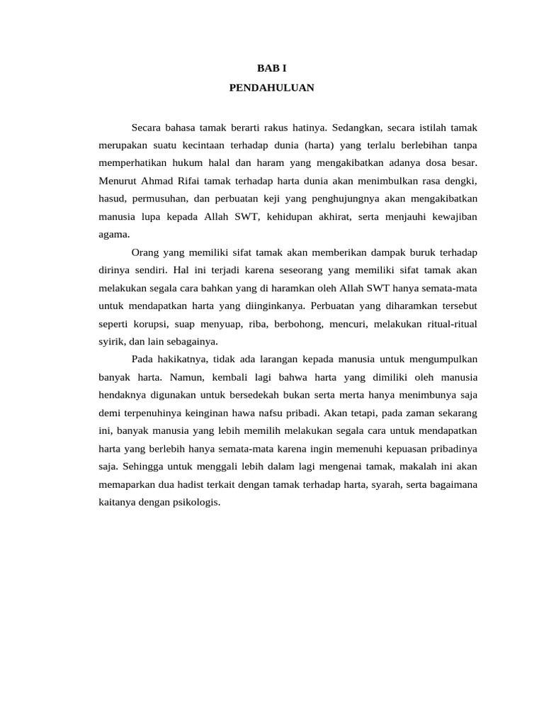 Dampak Tamak Harta dalam Islam | PDF