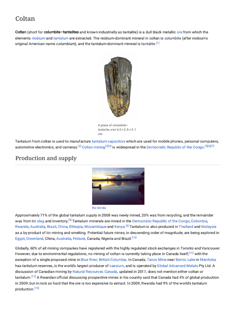 Overview of Coltan and Its Mining | PDF | Minerals