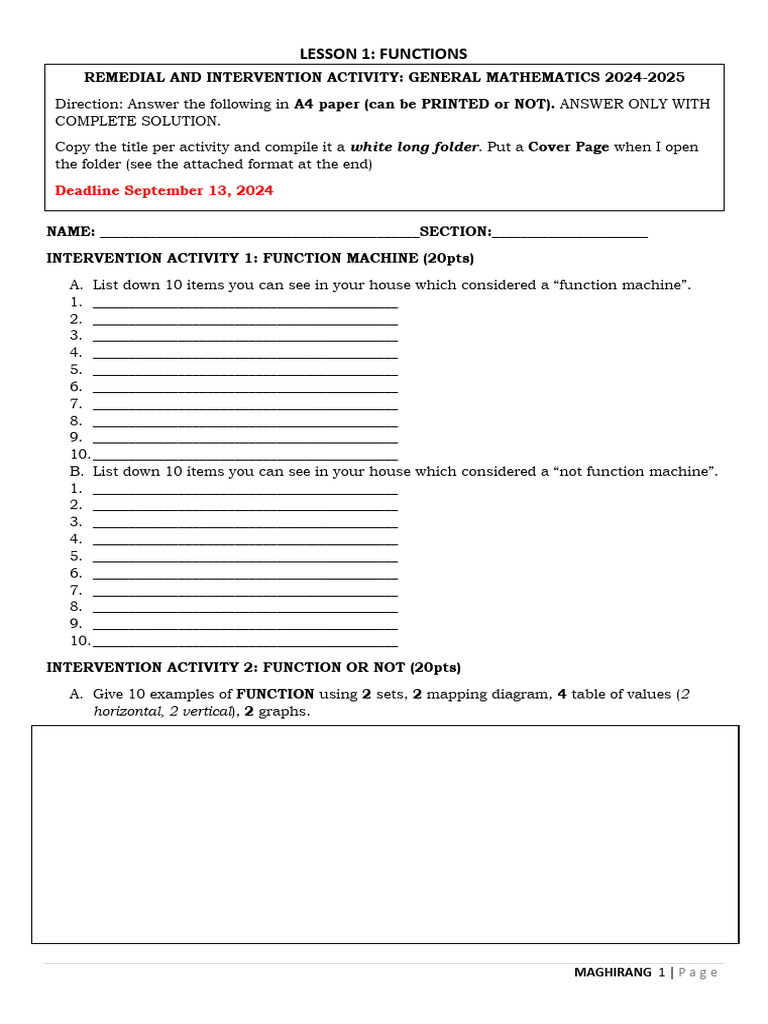 Functions: Activities and Examples | PDF | Function (Mathematics)