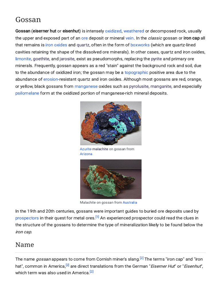 Gossan - Wikipedia | PDF